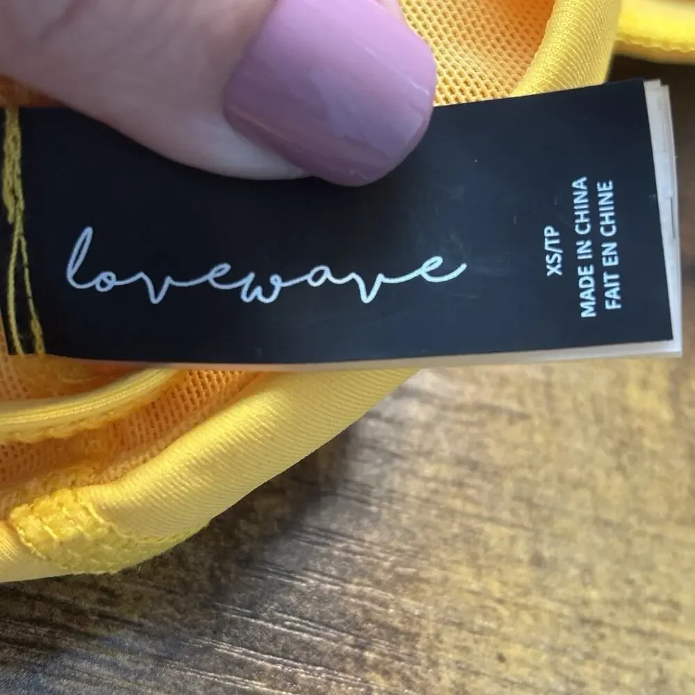Revolve Lovewave XS Yellow Strappy Brittany Sports Bra Surplice Criss Cross